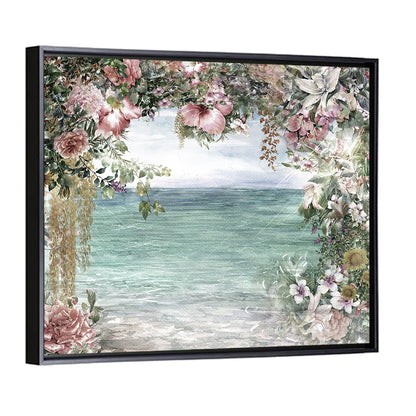 Coastal Floral Watercolor Seascape Wall Art