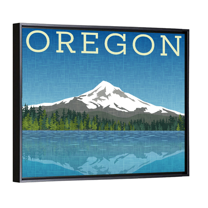 Mount Hood Oregon Travel Wall Art as a framed canvas