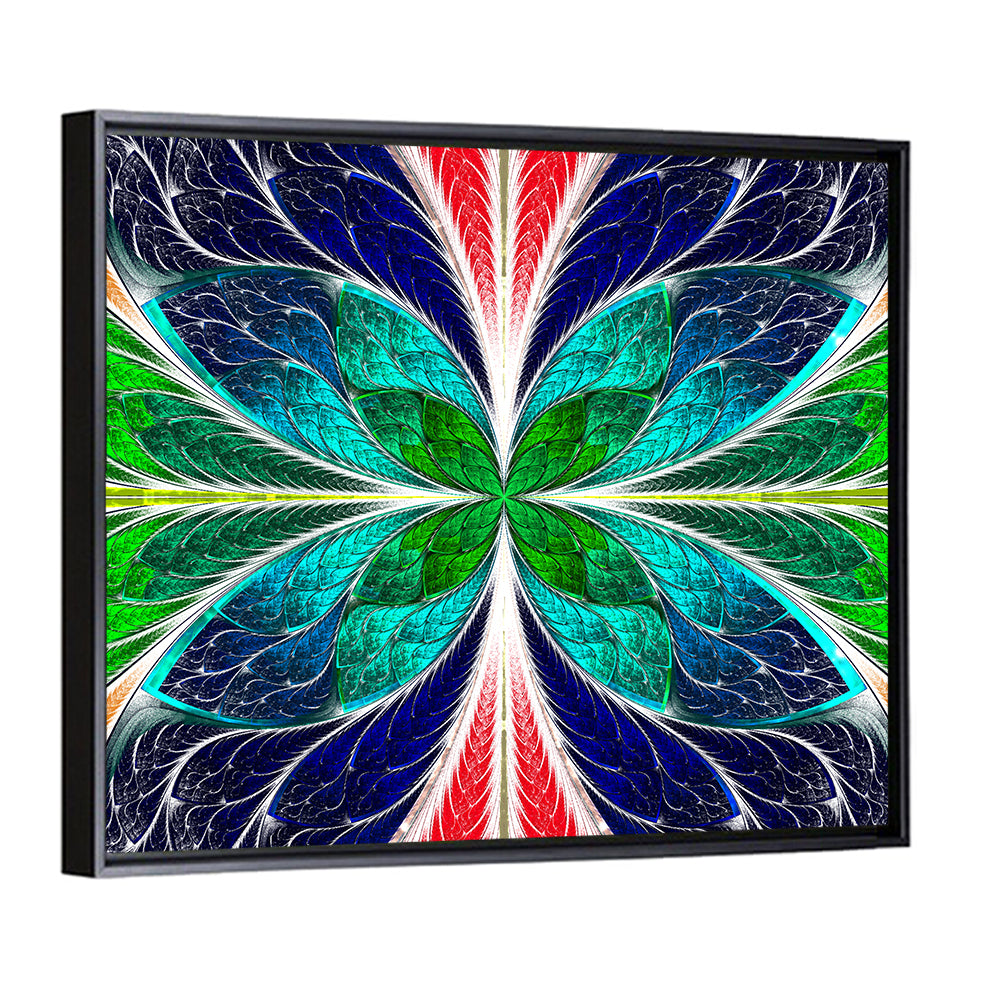 Stained Glass Fractal Floral Pattern Wall Art