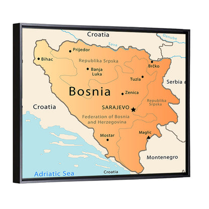 Bosnia and Herzegovina Map Wall Art
