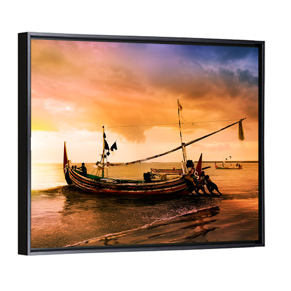 Fishing Boat on Bali Beach Wall Art