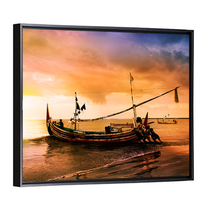 Fishing Boat on Bali Beach Wall Art