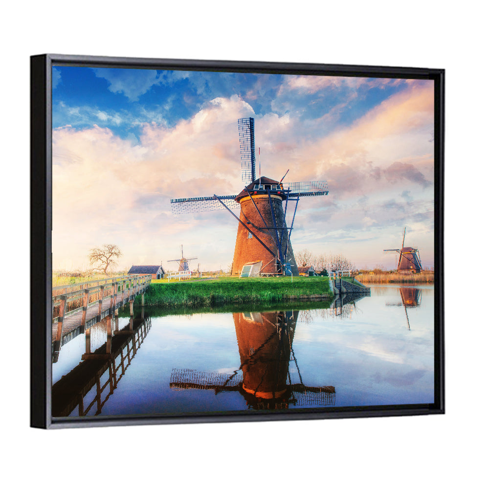 Kinderdijk Windmills at Golden Hour Wall Art