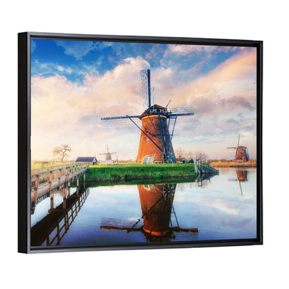 Kinderdijk Windmills at Golden Hour Wall Art