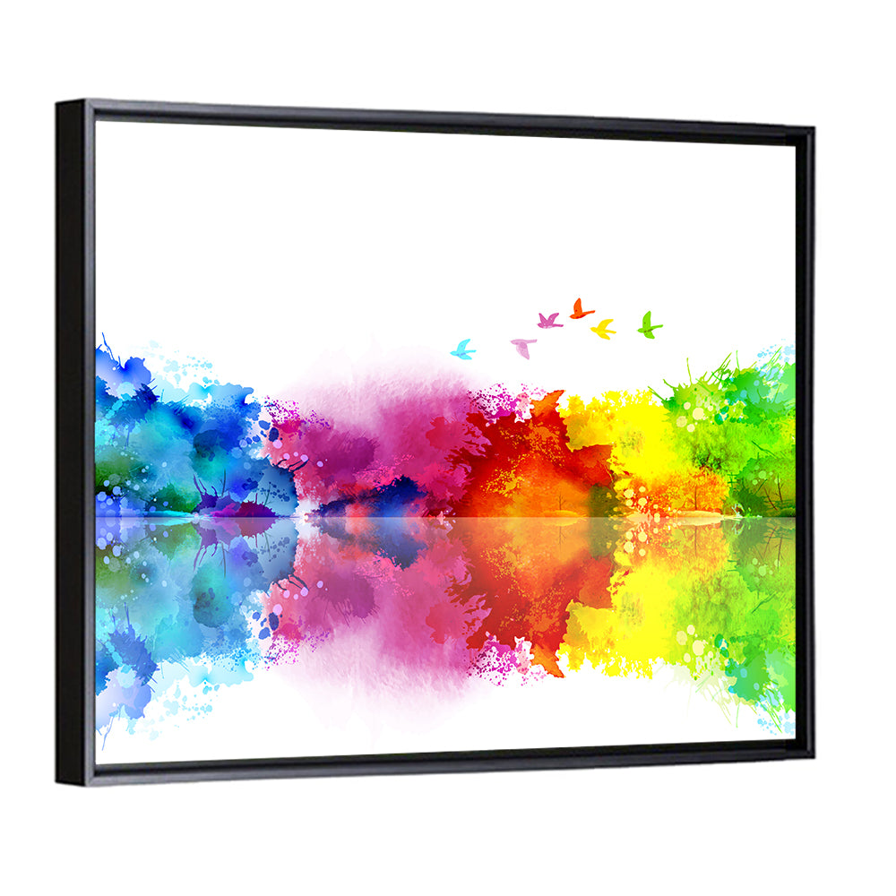 Mirrored Flock of Birds Watercolor Wall Art