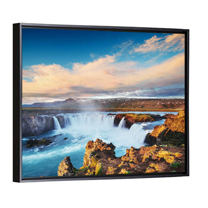 Godafoss Waterfall at Golden Hour Wall Art