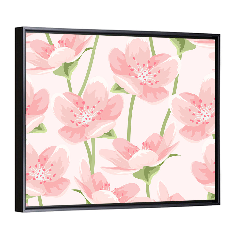 Spring Pink Sakura Magnolia Pattern Wall Art