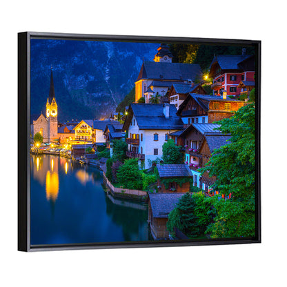 Hallstatt Lakeside at Dusk Wall Art