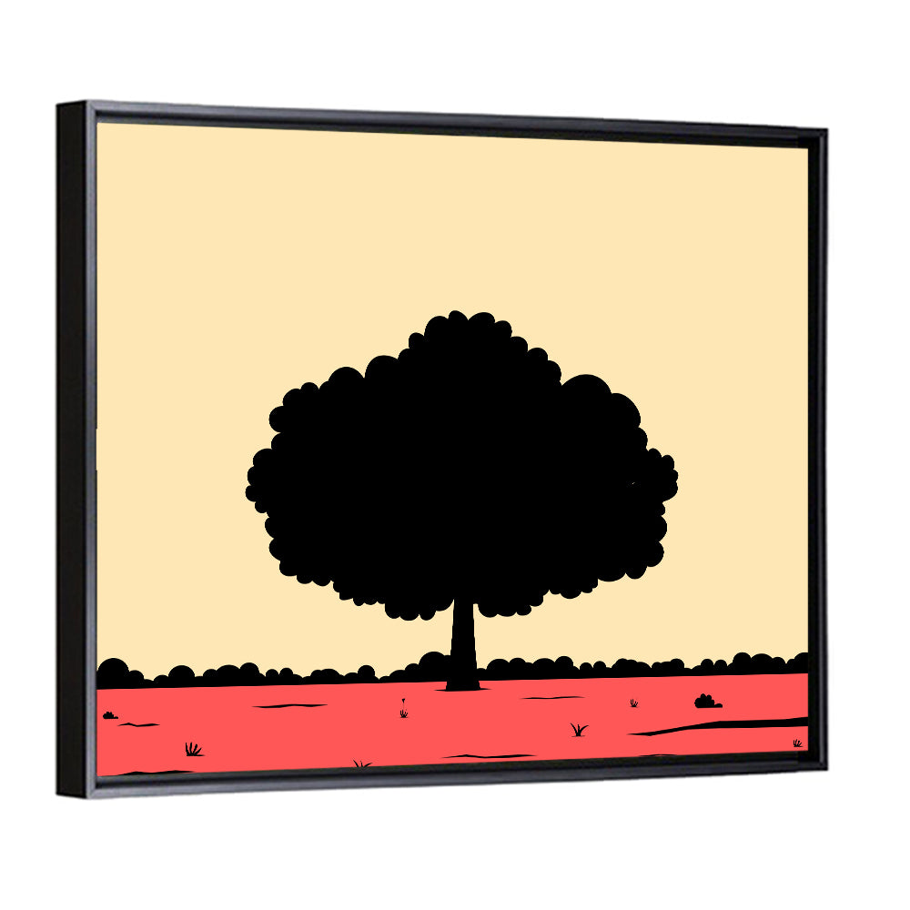 Red Horizon Tree Silhouette Wall Art