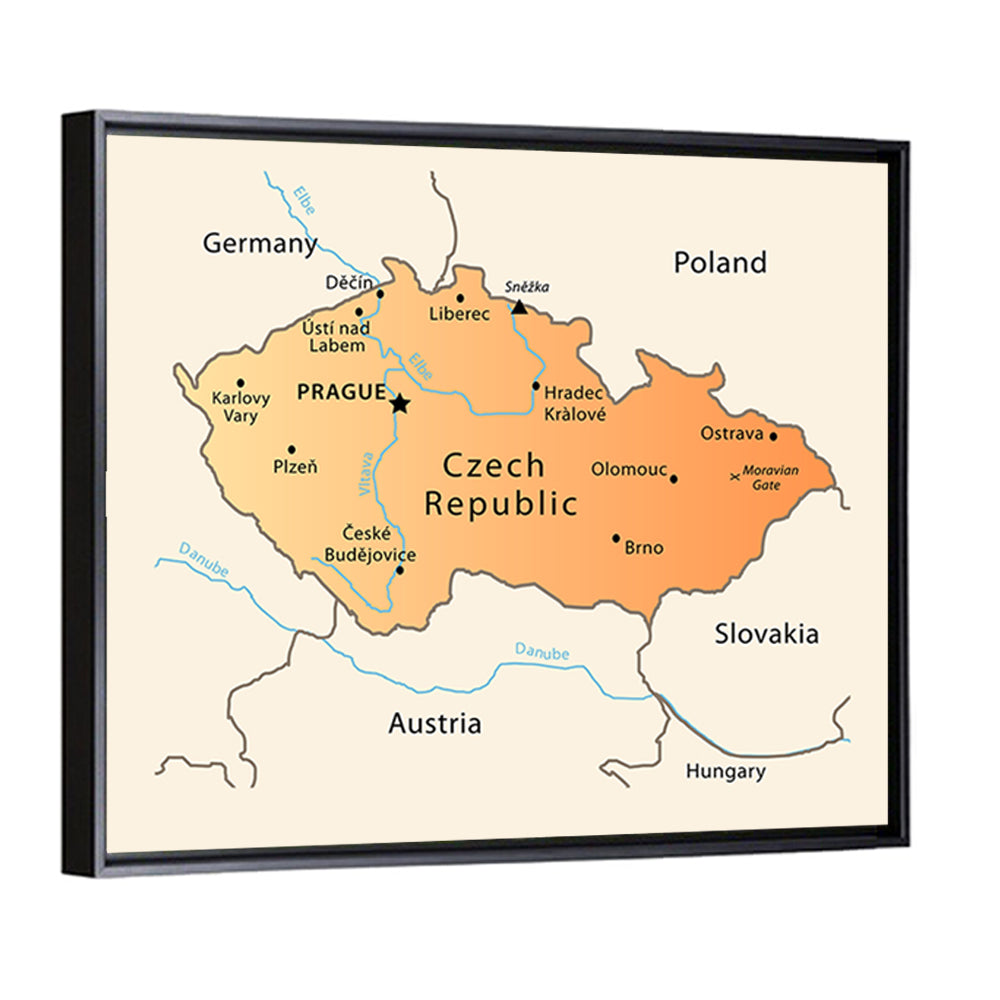 Czech Republic Topographic Map Wall Art