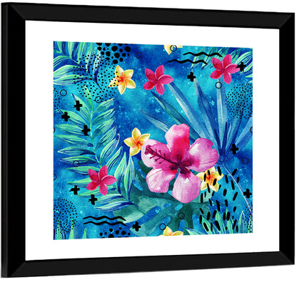 Summer Hibiscus and Frangipani Abstract Wall Art