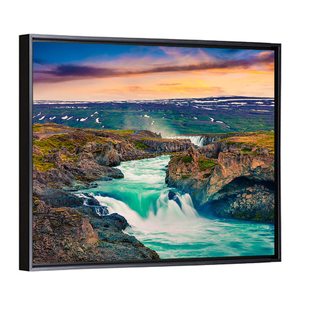 Godafoss Sunset Cascade Wall Art