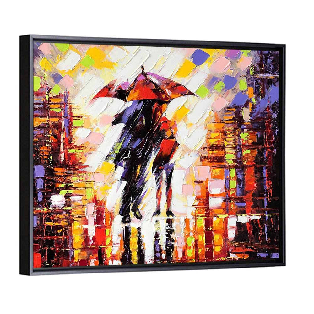 Couple Under Red Umbrella Wall Art
