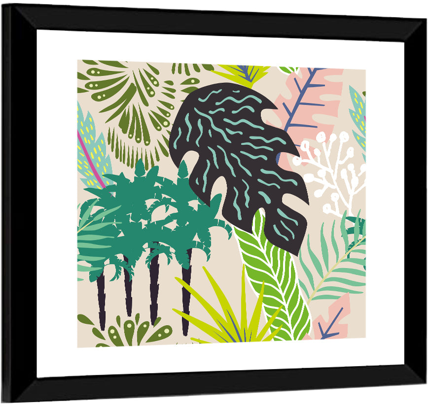 Leaves and Palm Trees Abstract Wall Art