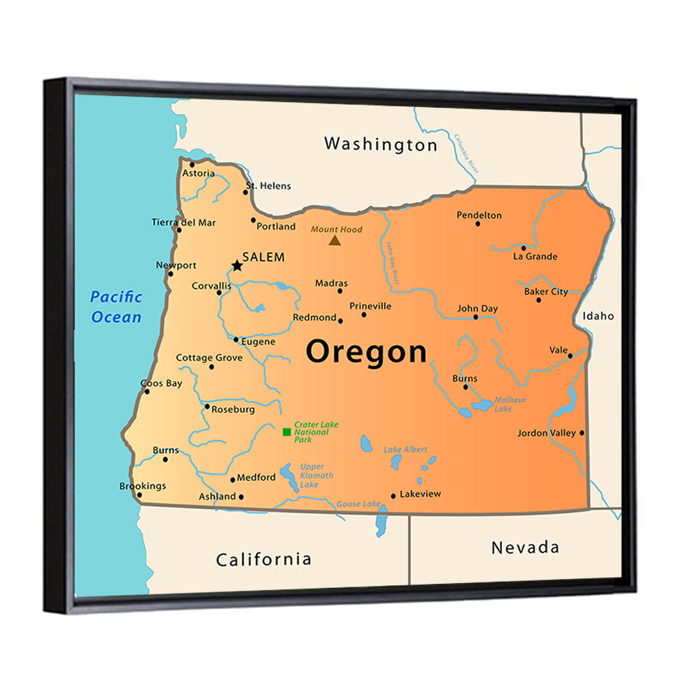 Oregon State Map Wall Art