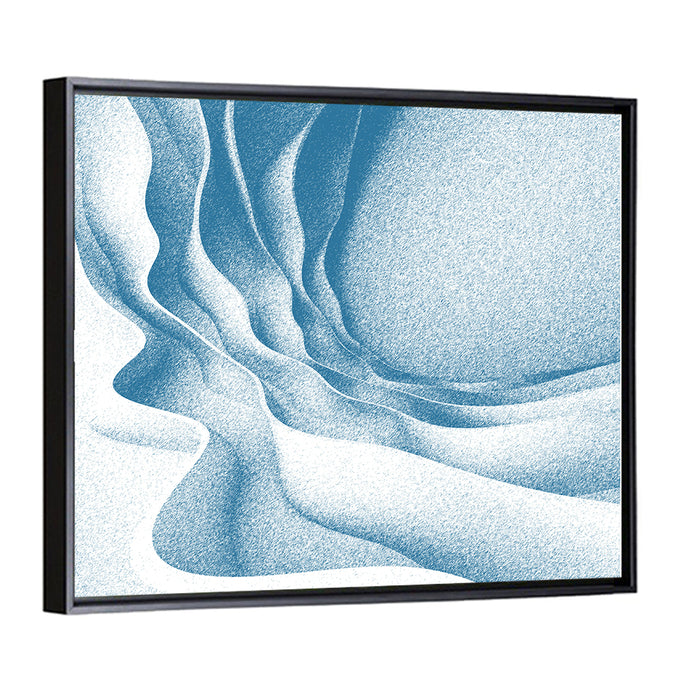 Blue Topographical Waves Wall Art as a framed canvas