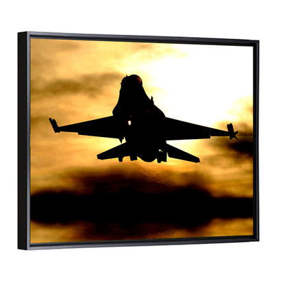 F-16 Landing at Golden Sunset Wall Art
