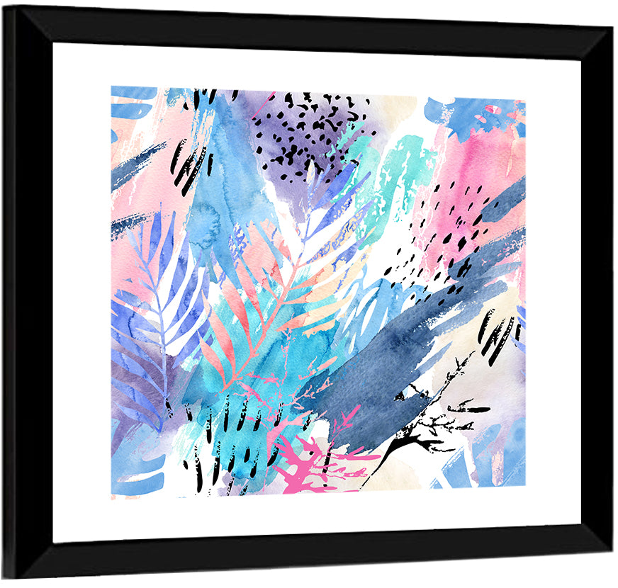 Palm Leaf Watercolor Collage Wall Art