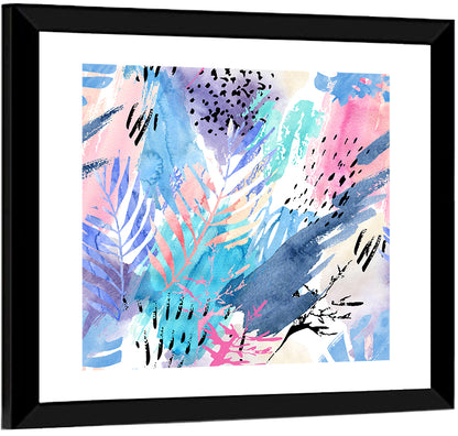 Palm Leaf Watercolor Collage Wall Art