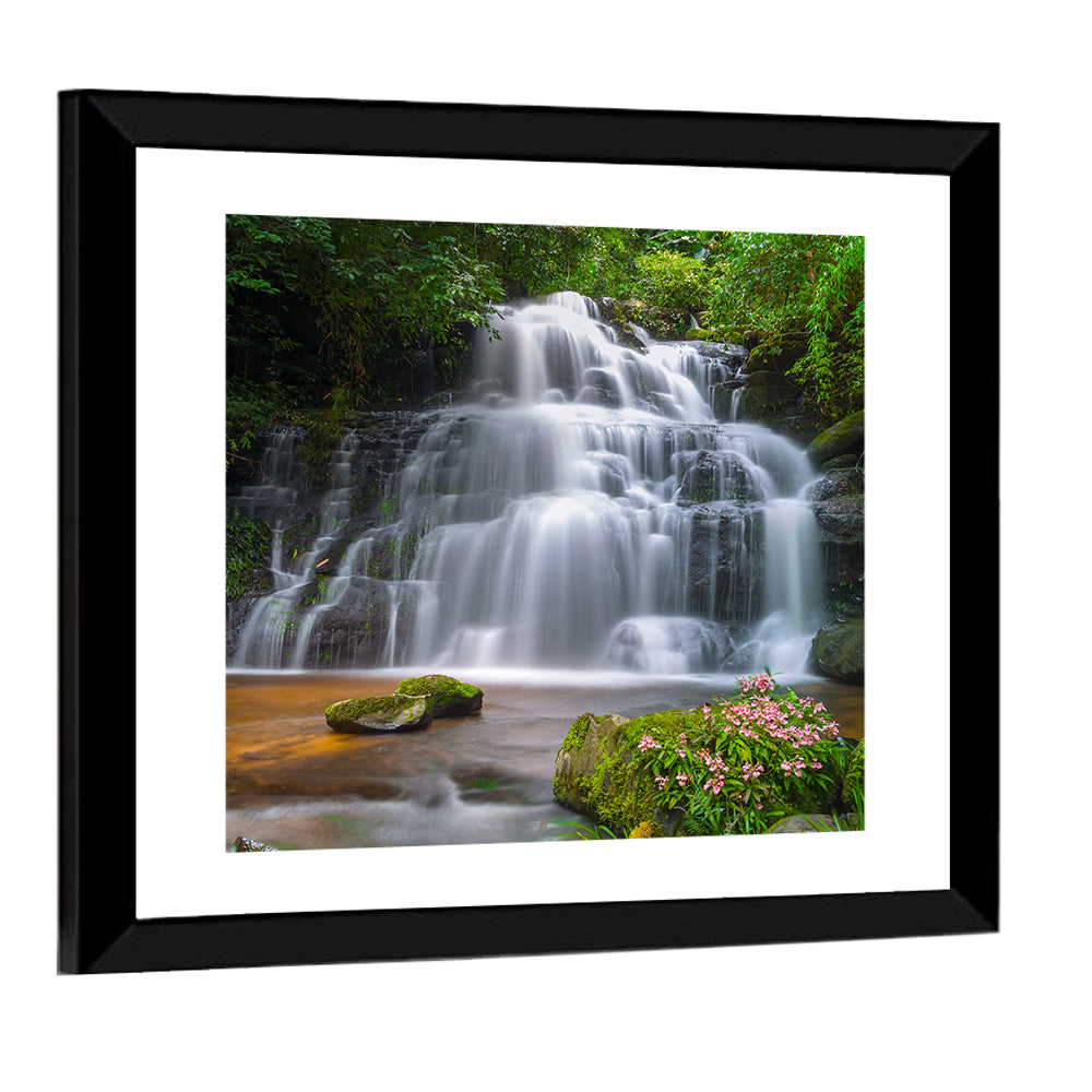 Mun Daeng Waterfall with Mossy Boulders Wall Art