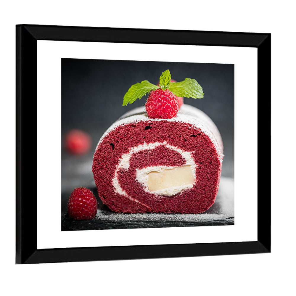 Raspberry Swiss Roll Cake Wall Art