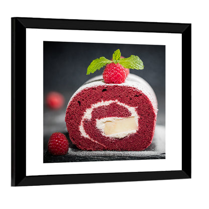 Raspberry Swiss Roll Cake Wall Art
