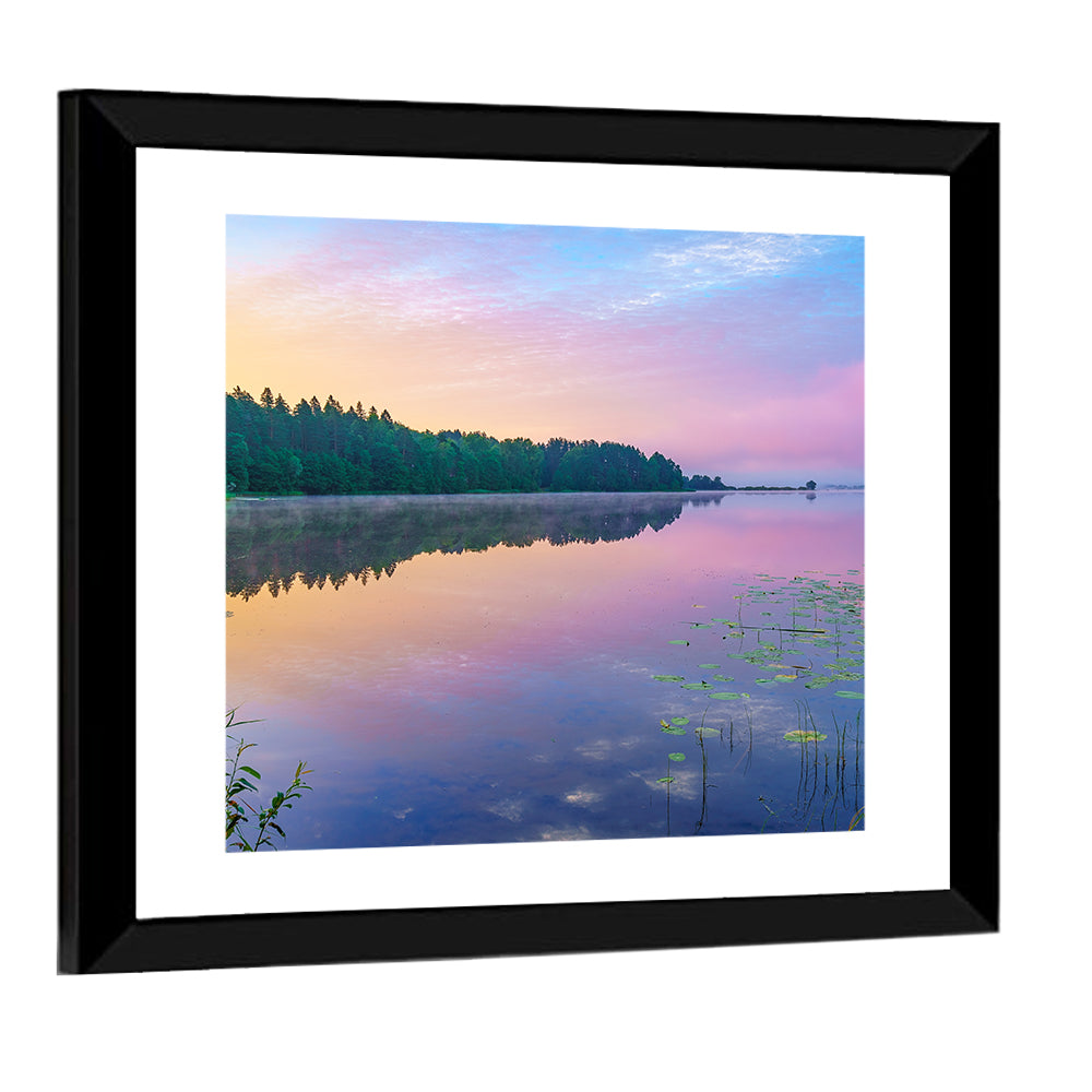 Sunrise Over Forest Lake Wall Art