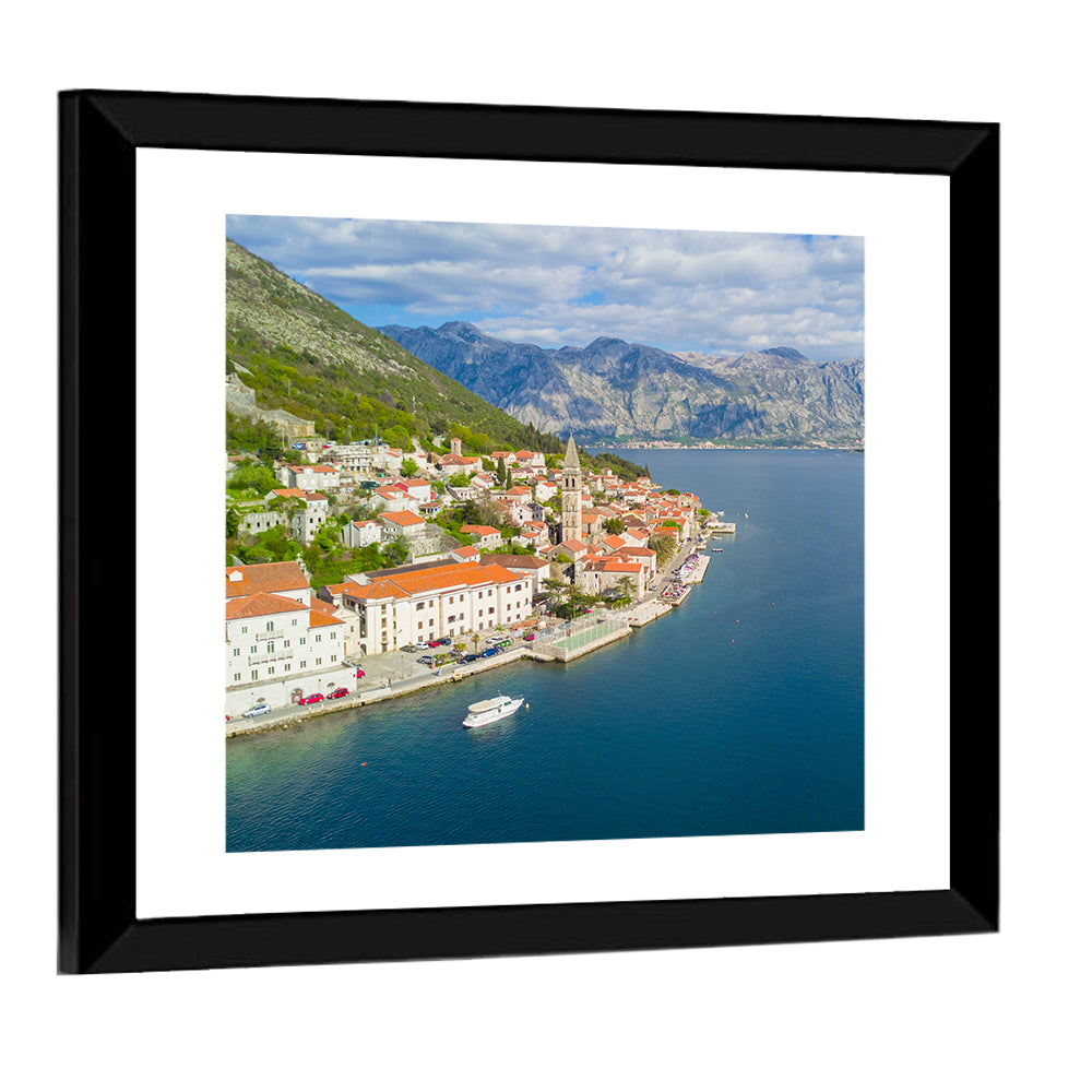 Perast Aerial Coastal View Wall Art