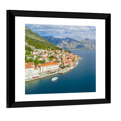 Perast Aerial Coastal View Wall Art