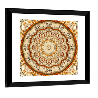 Antique Golden Clock Mandala Wall Art