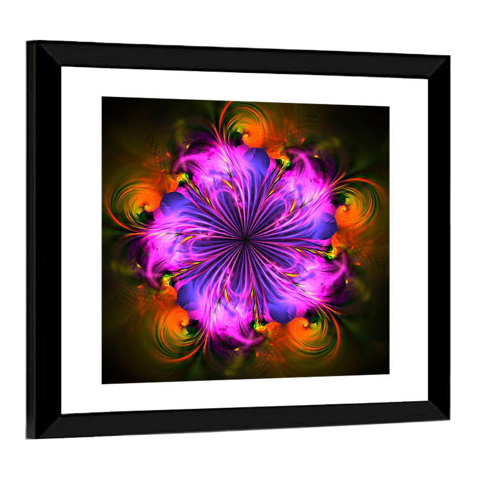 Vibrant Fractal Flower Wall Art