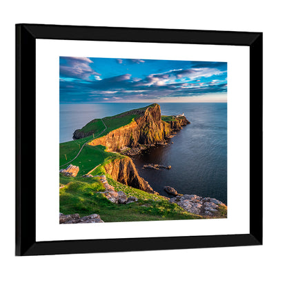 Neist Point Lighthouse at Golden Hour Wall Art
