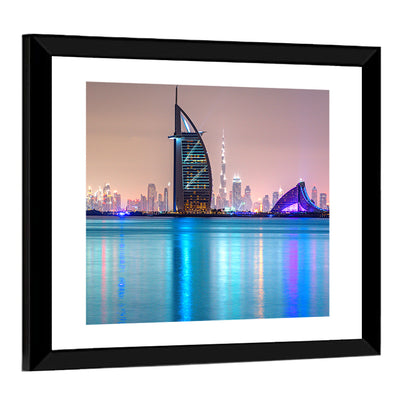 Dubai Night Skyline Wall Art