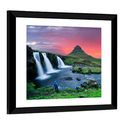 Kirkjufell Sunset with Kirkjufellsfoss Wall Art