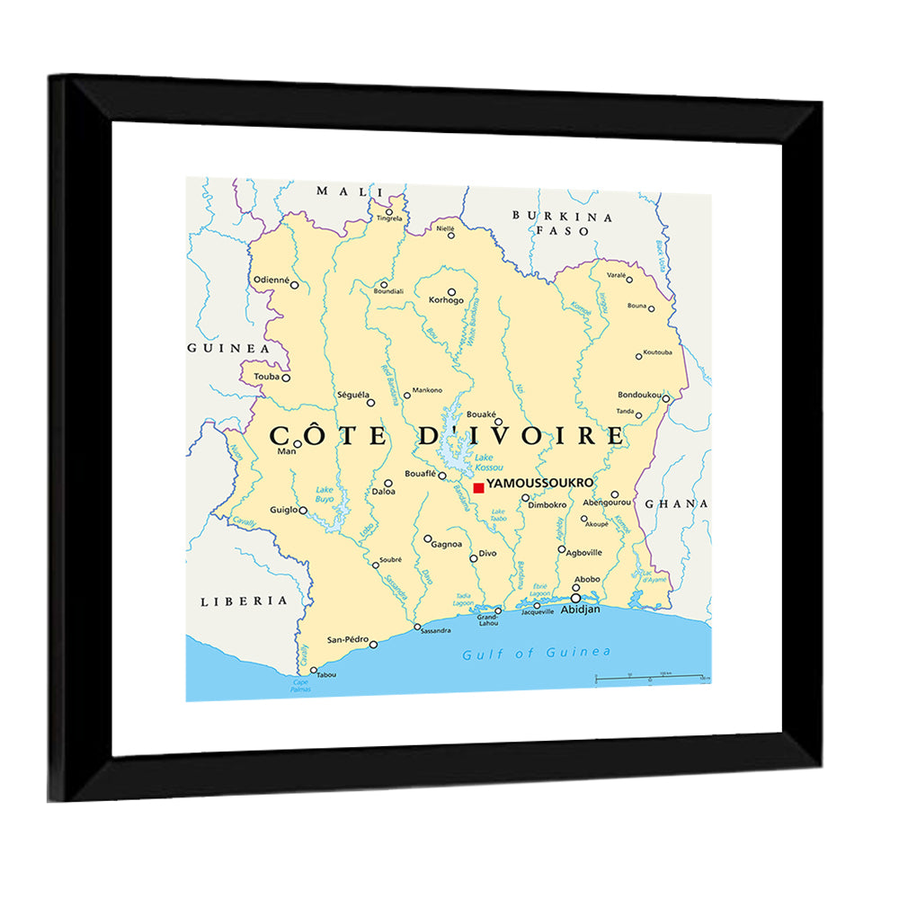 Côte D'ivoire Political Map Wall Art