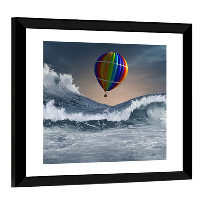 Hot Air Balloon Above Stormy Sea Wall Art