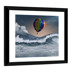 Aerostat Flying Above Stormy Sea Wall Art