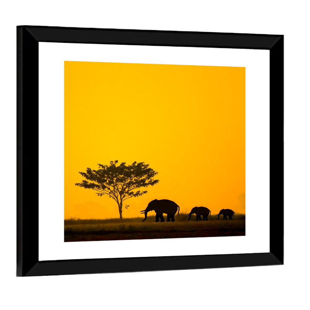 Thailand Elephant Silhouettes Wall Art