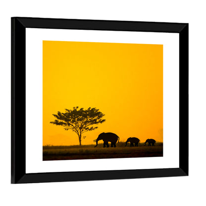 Thailand Elephant Silhouettes Wall Art