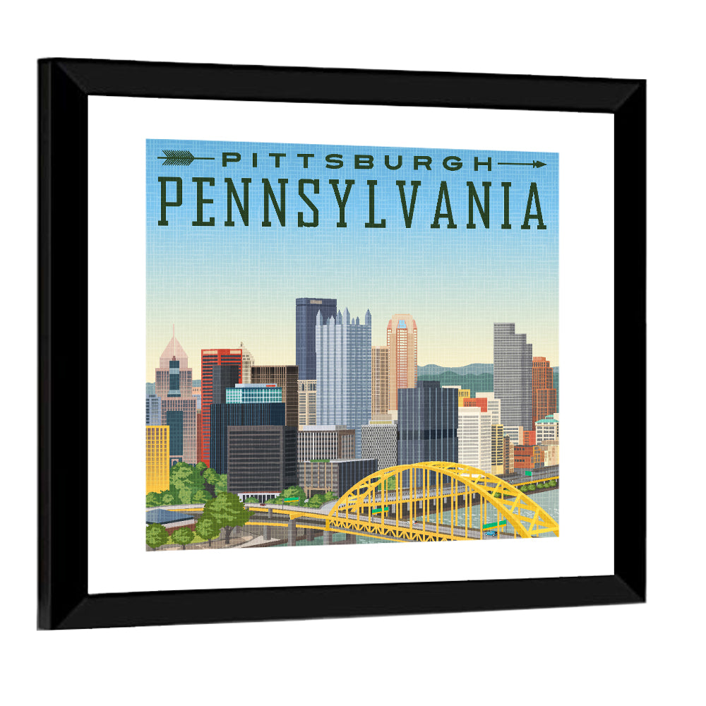 Pittsburgh Fort Pitt Bridge Skyline Wall Art