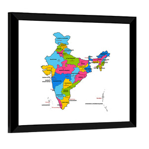 Detailed Map Of India Wall Art