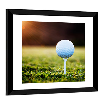 Golf Ball on Tee at Sunset Wall Art