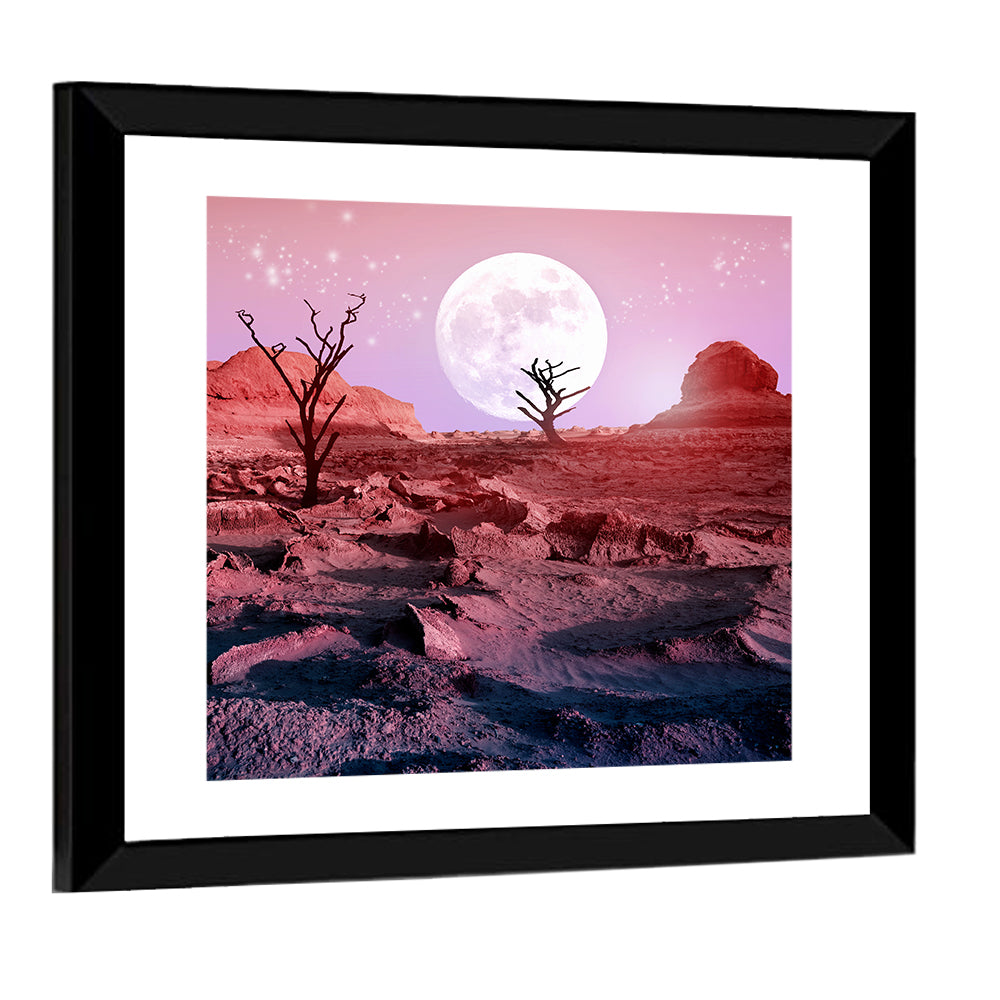 Desert Moon with Silhouetted Trees Wall Art