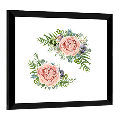 Mirrored Pink Rose Clusters Wall Art