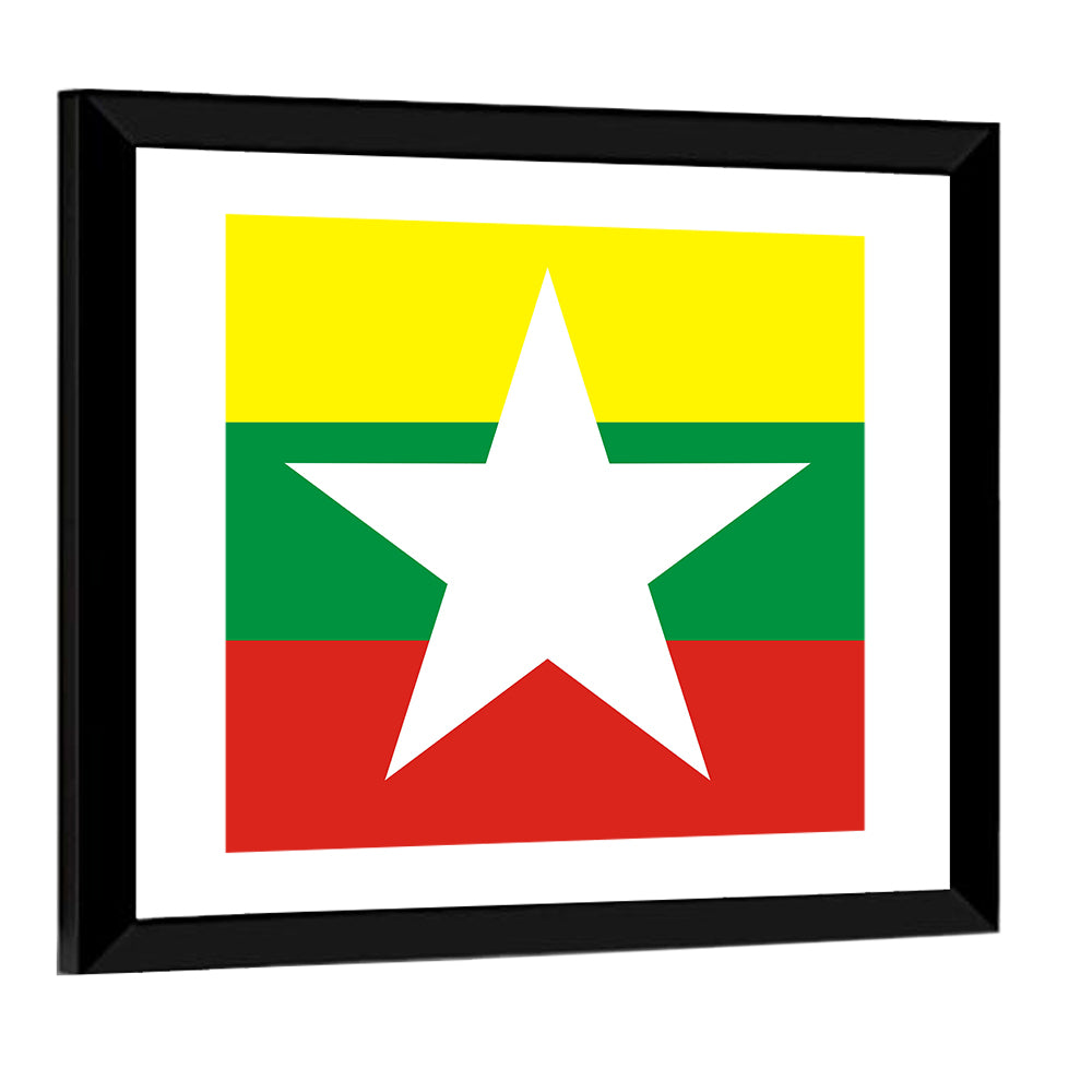 Myanmar Flag with Central Star Wall Art
