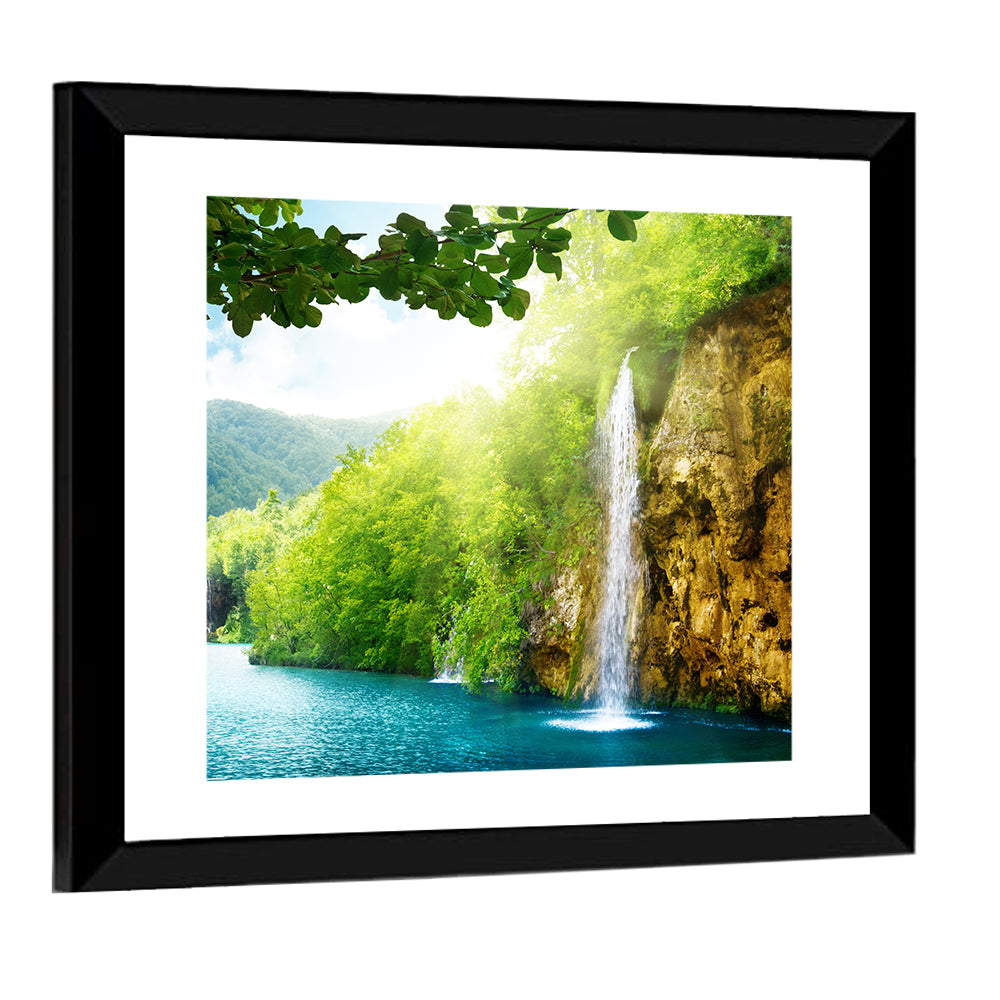 Plitvice Lakes Forest Waterfall Wall Art