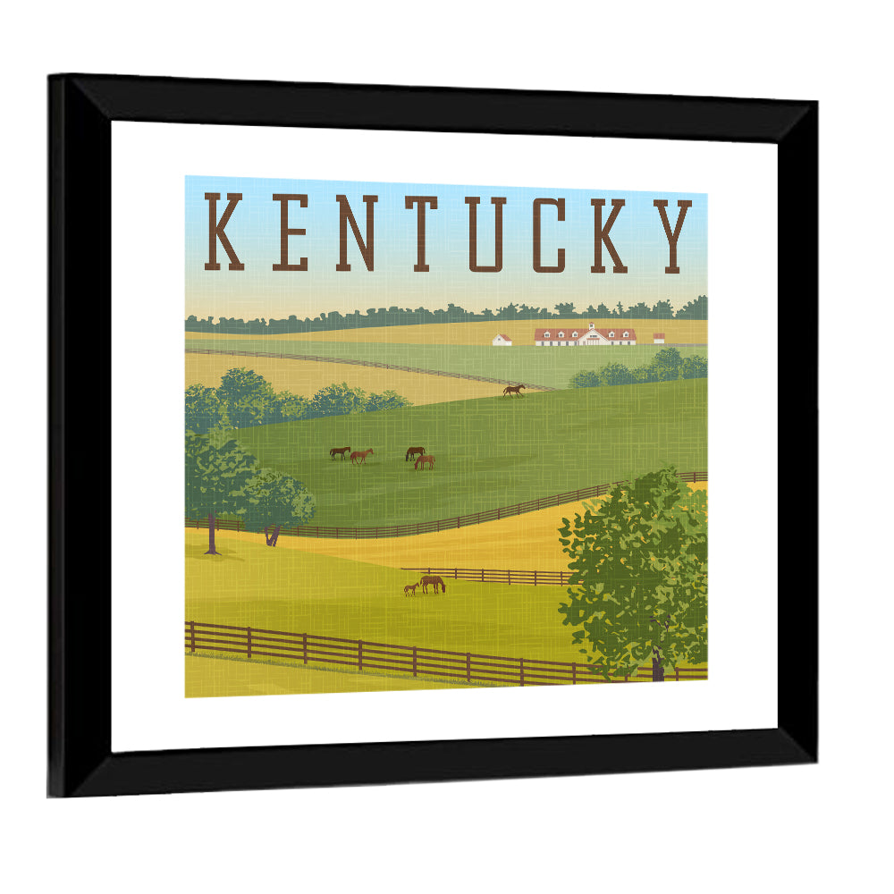 Kentucky Rolling Hills Illustration Wall Art