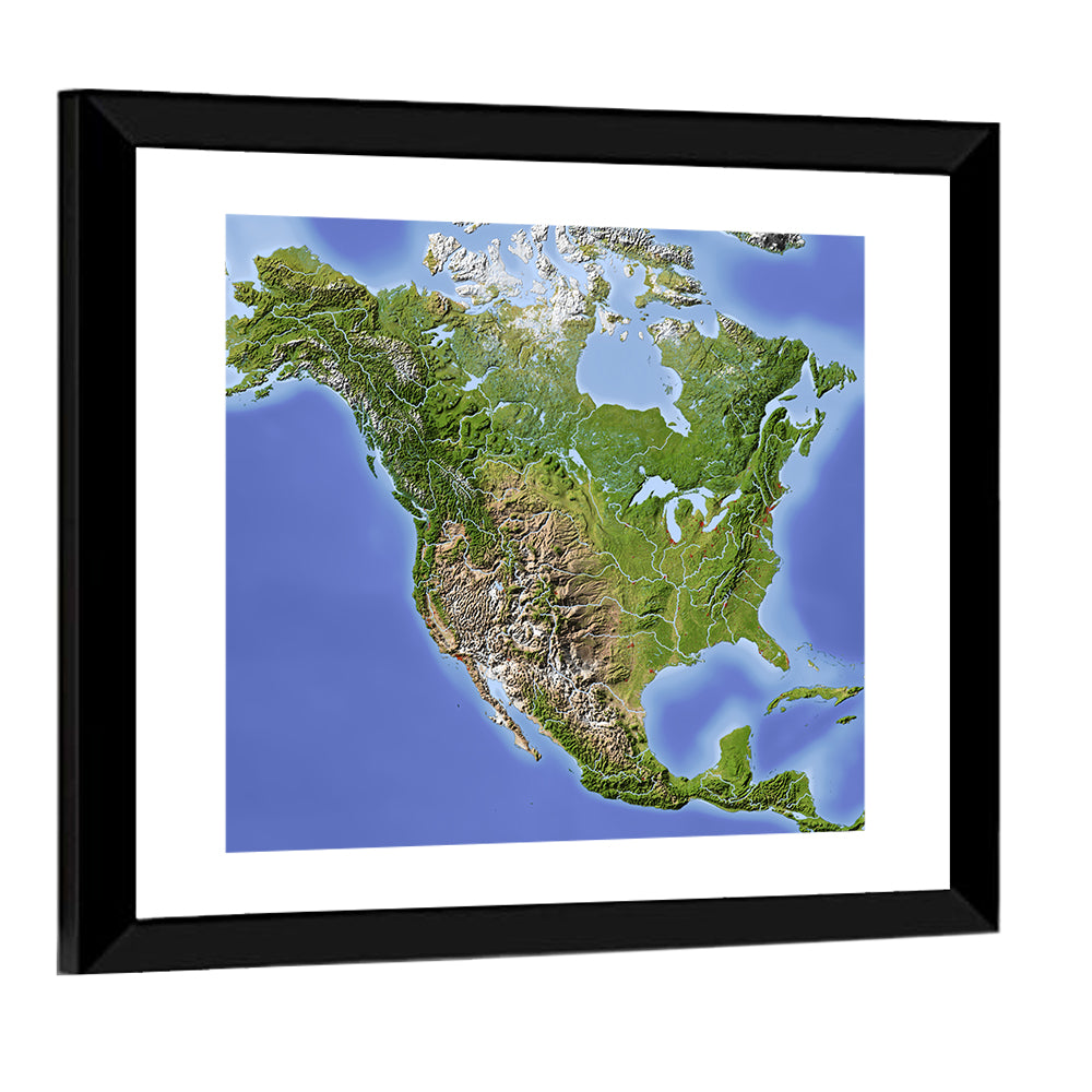 North America Topographic Map Wall Art