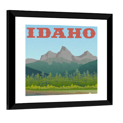 Vintage Idaho Travel Design Wall Art