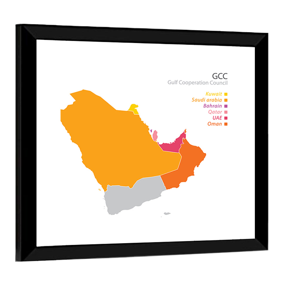 Gulf Cooperation Council Map Wall Art